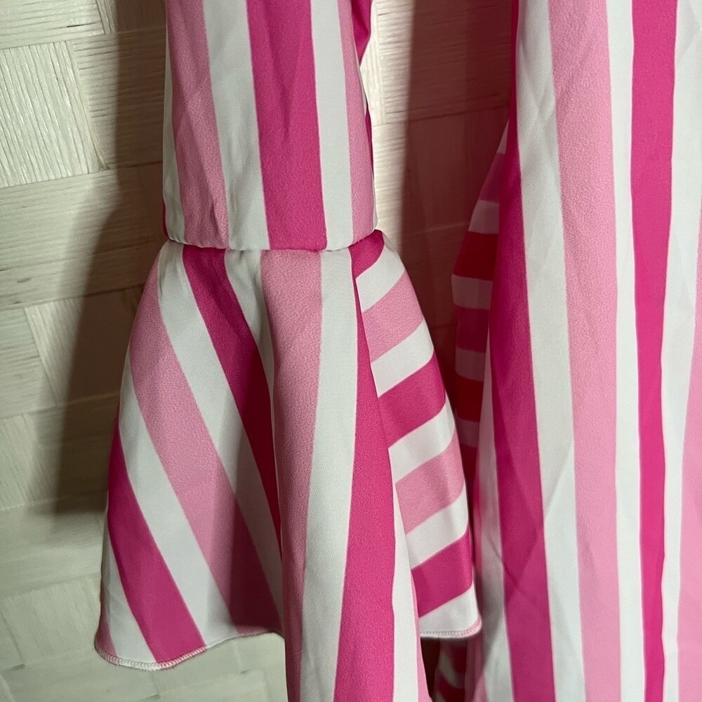 LITTLE girls pink and whit striped dress - Picture 5 of 6
